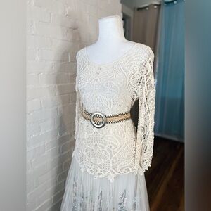 Adiva Lace Crochet Overlay Shirt